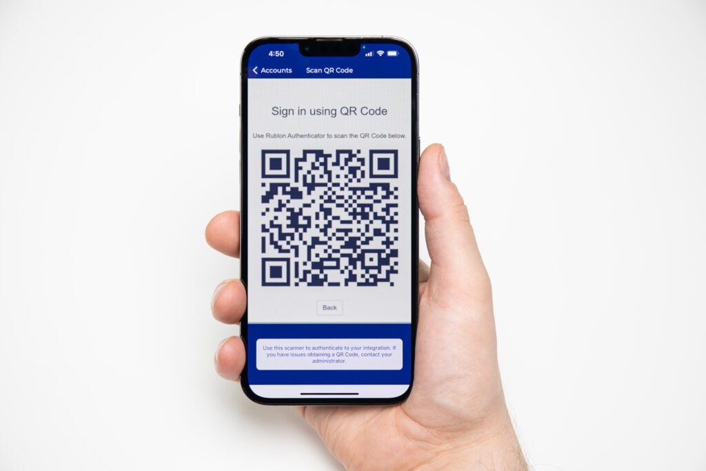 User receiving a QR Code