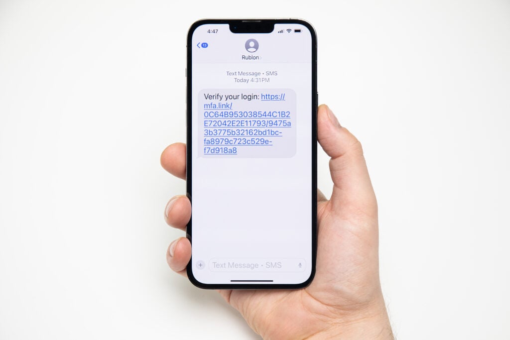 User receiving an SMS Link