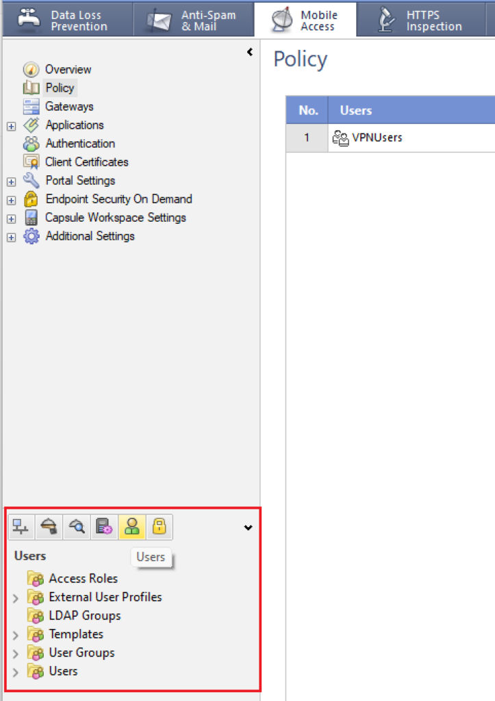 Image showing the Users view in SmartDashboard