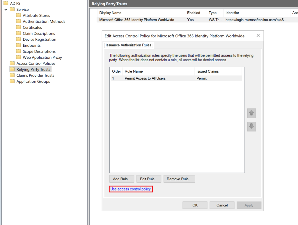 Image showing using access control policy to requre MFA