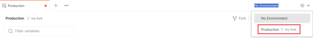 Image showing how to switch the active environment in Postman.
