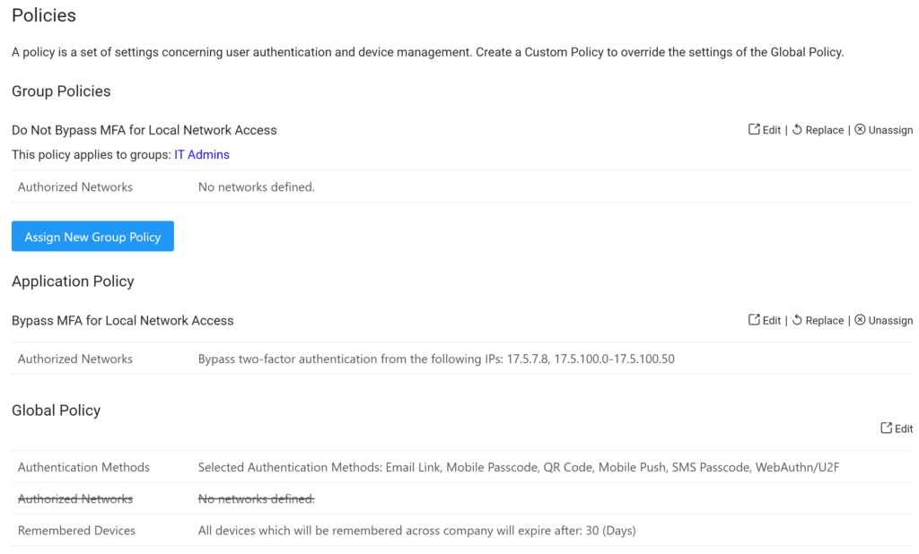 Image showing the result of assigning both an Application Policy and a Group Policy to an application