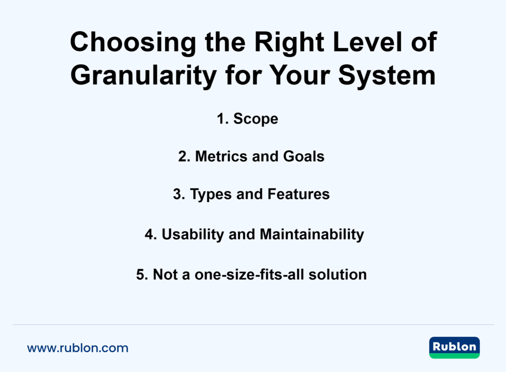 Image showing top factors for choosing the right level of granularity for your system