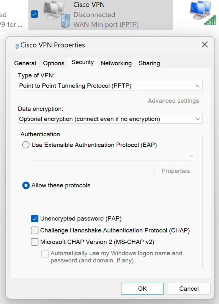Image showing editing a VPN profile in Windows