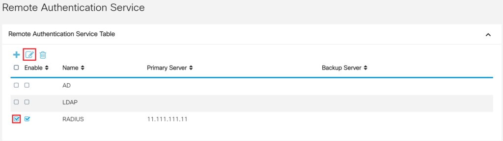 Image showing editing RADIUS remote authentication service
