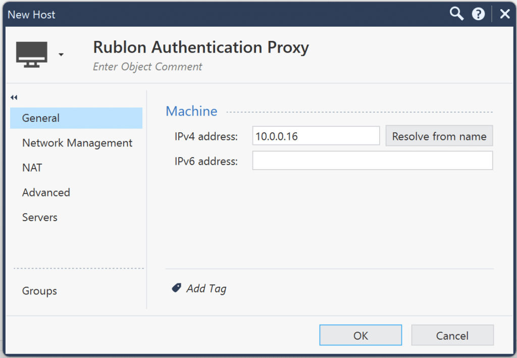 Image showing the New Host window
