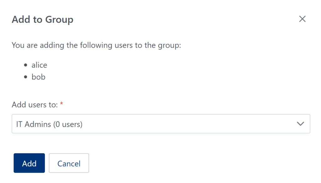 Image showing adding users to an IT Admins group