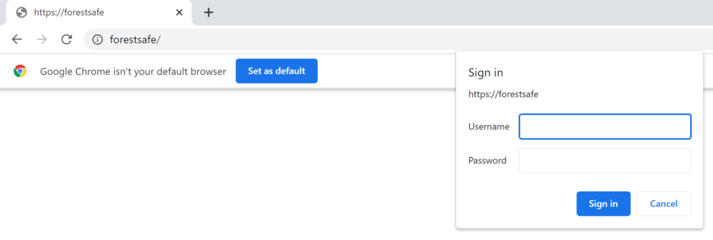 Image showing opening the address of the EESM ForestSafe Agent in the browser.