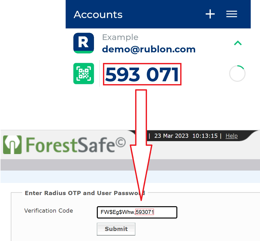 Image showing Two-Factor Authentication (2FA) login to ForestSafe via Mobile Passcode (TOTP)
