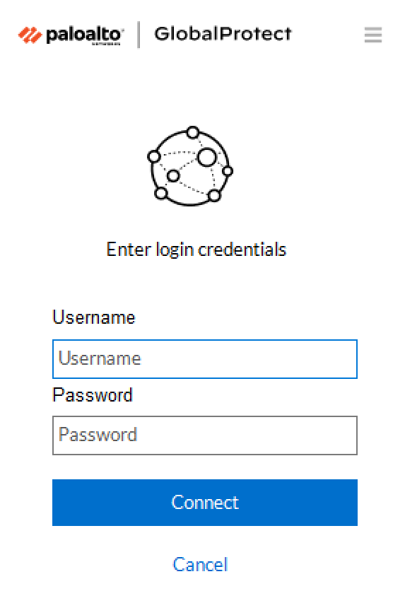 Image showing the GlobalProtect VPN Client asking for login credentials