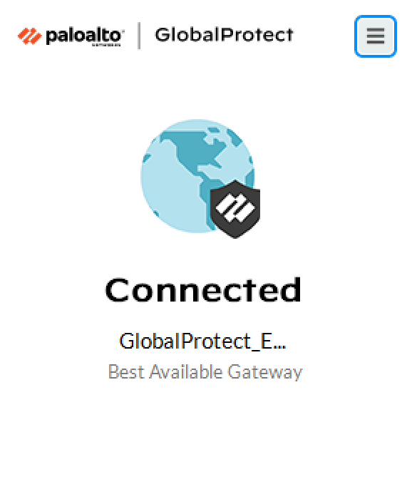 Image showing that the GlobalProtect VPN Client has connected successfully