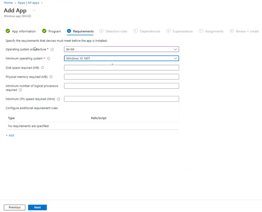 Image showing specifying the requirements before the app is installed