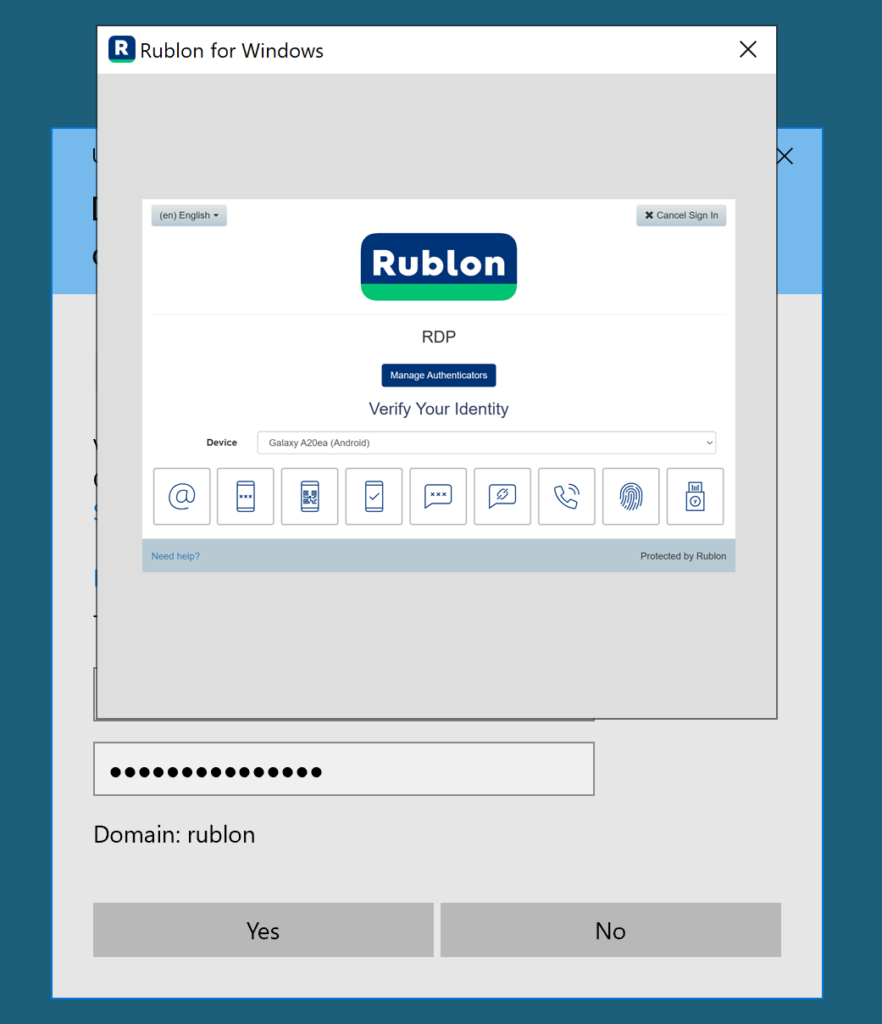 Image portraying using Rublon Multi-Factor Authentication (MFA) for User Access Control (UAC)