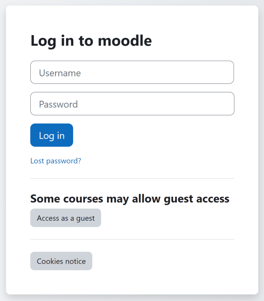 Image showing the Moodle login site