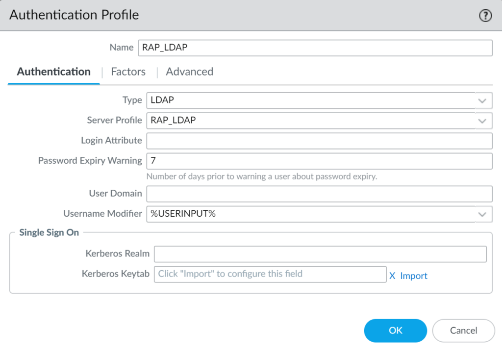 Image showing creating the authentication profile