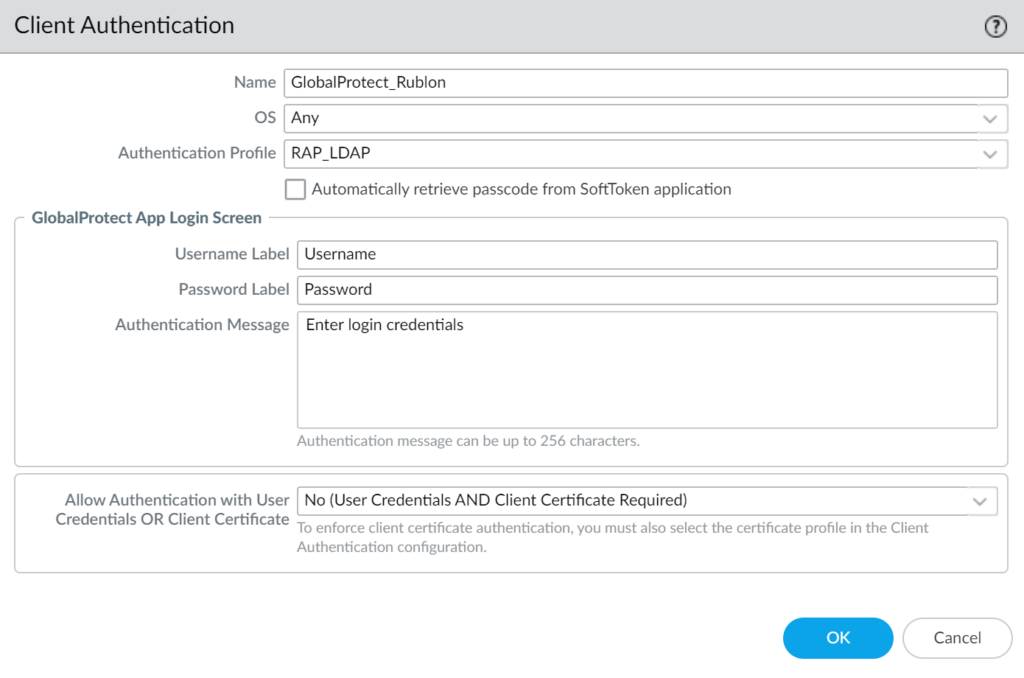Image showing gateway client authentication