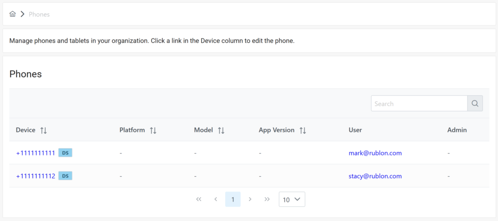 Image showing phone numbers synchronized from Entra ID in the Phone stab of the Rublon Admin Console