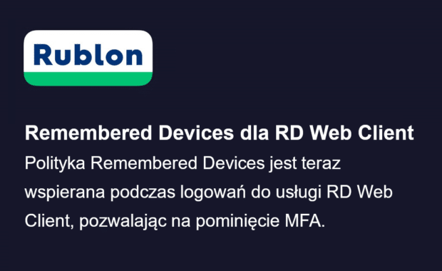Pomiń uwierzytelnianie MFA w usłudze RD Web Client przy użyciu zapamiętanych urządzeń