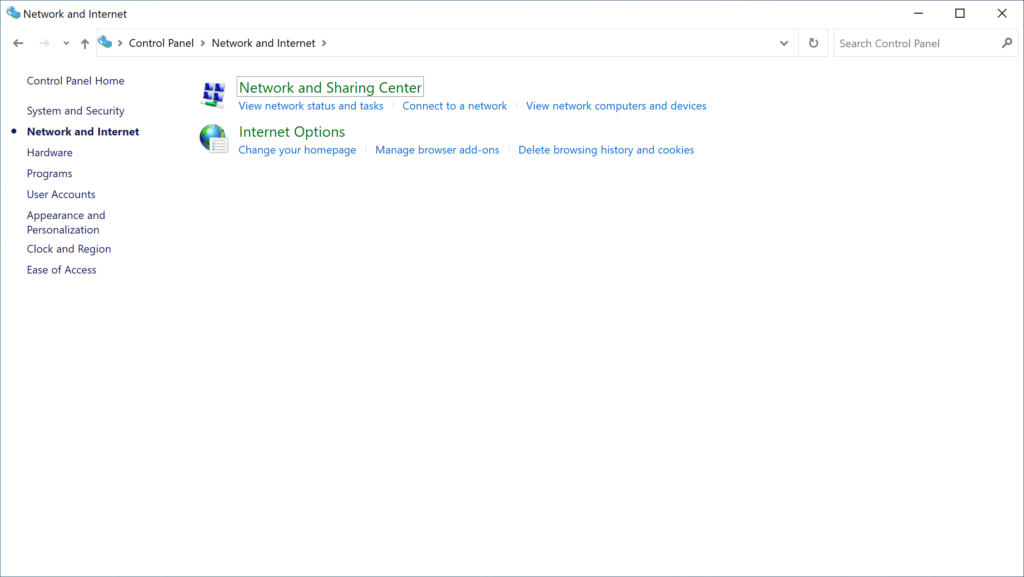 Image showing opening the Network and Sharing Center