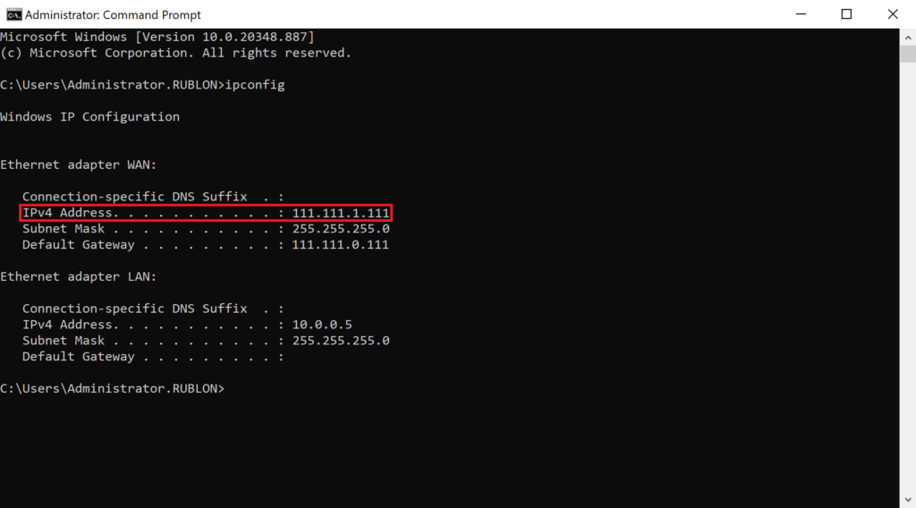 Image showing how to get to know the IPv4 IP address using ipconfig in Command Prompt