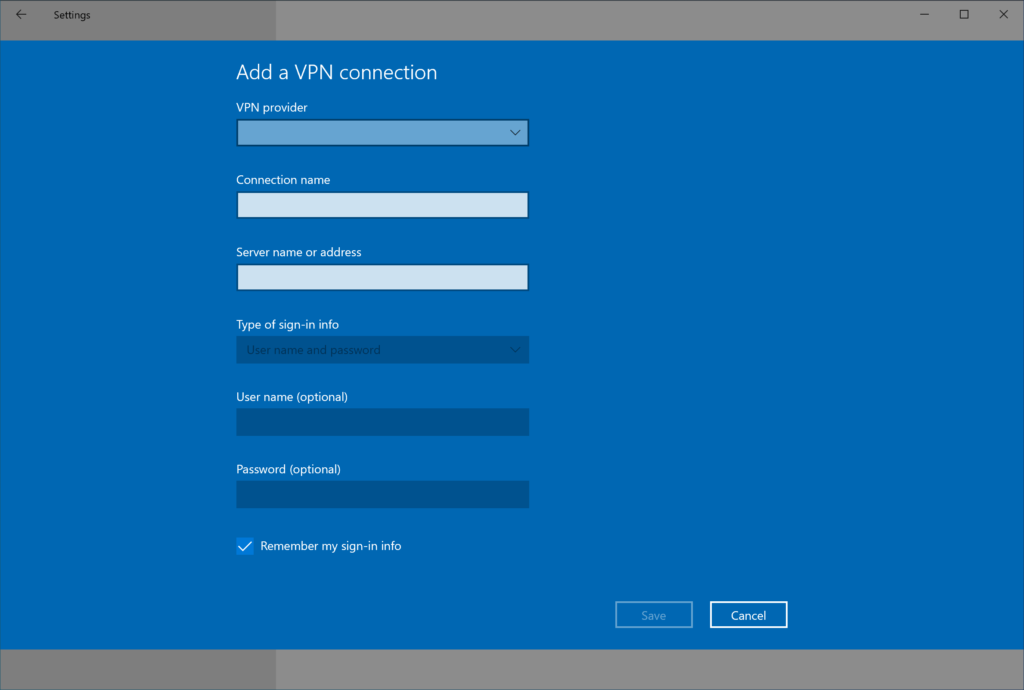 Image showing adding a VPN connection
