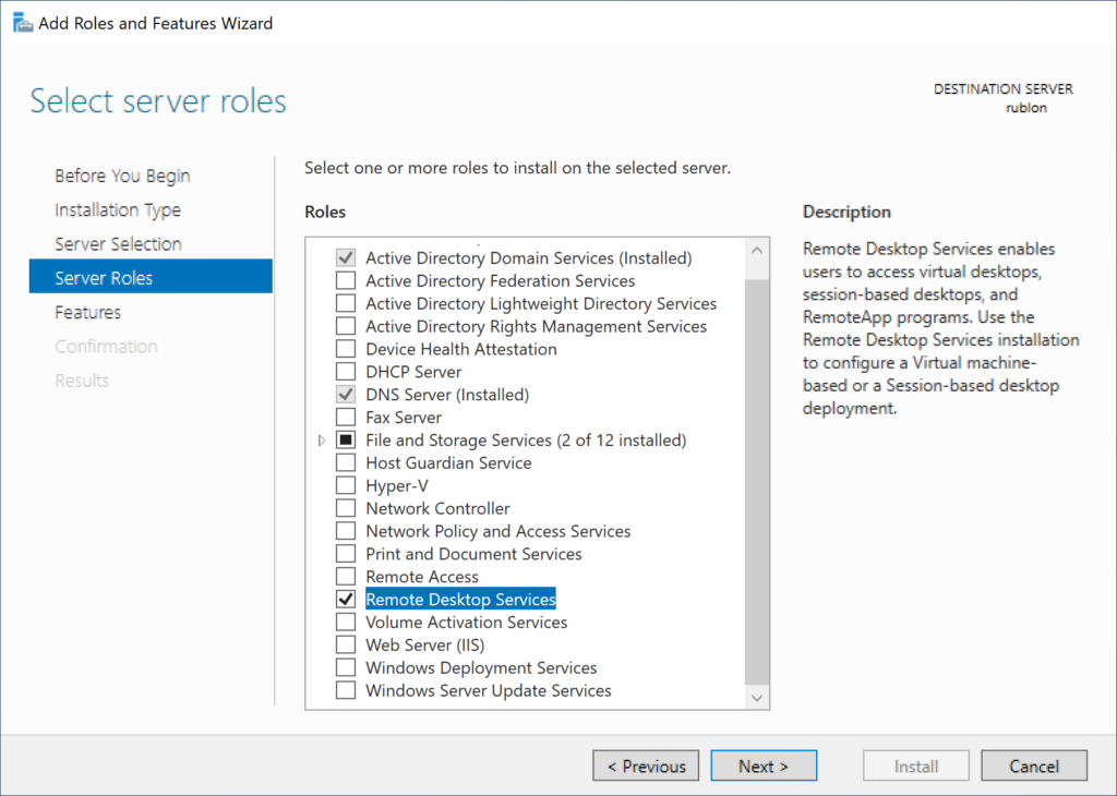 Image showing selecting server roles