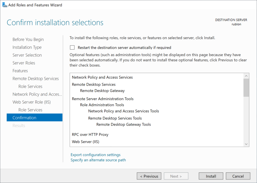 Image showing confirming installation selections
