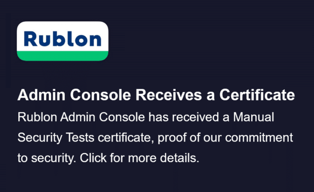 Rublon Admin Console Receives a Manual Security Tests Certificate