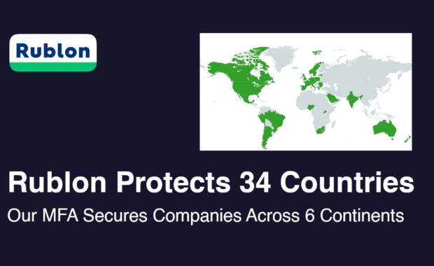 Map portraying countries with at least one Rublon customer