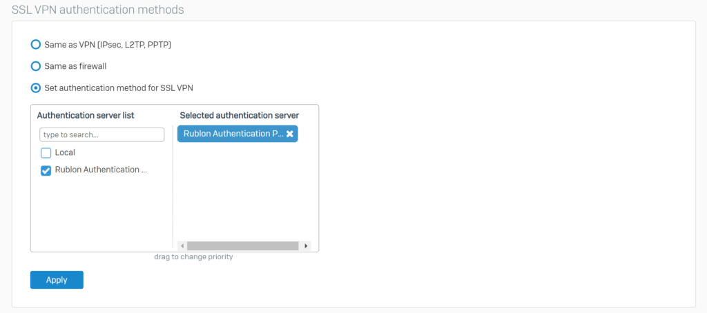 Image showing SSL VPN authentication methods