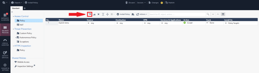 Image showing adding a new rule for Unified Access Policy