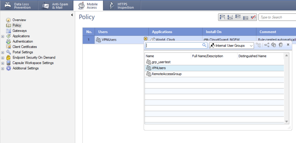 Image showing adding the user group